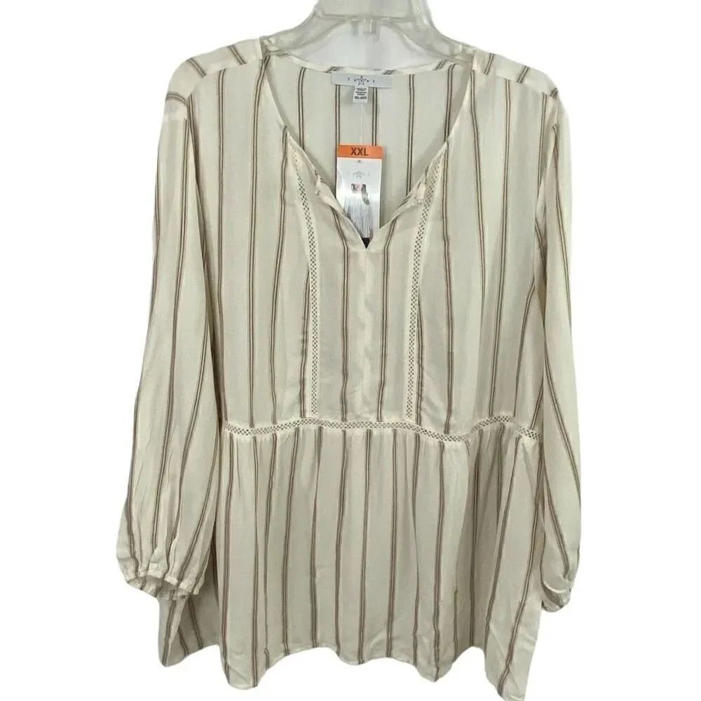 Fever Boho Striped Blouse Size XXL